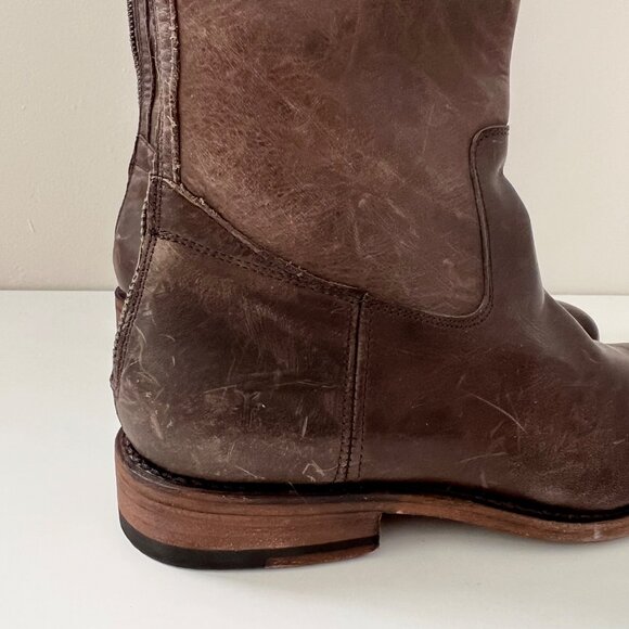 NEW FRYE Jayden Buckle Back Zip Leather Boots Slate Brown Women's Size 8.5 - Picture 13 of 15